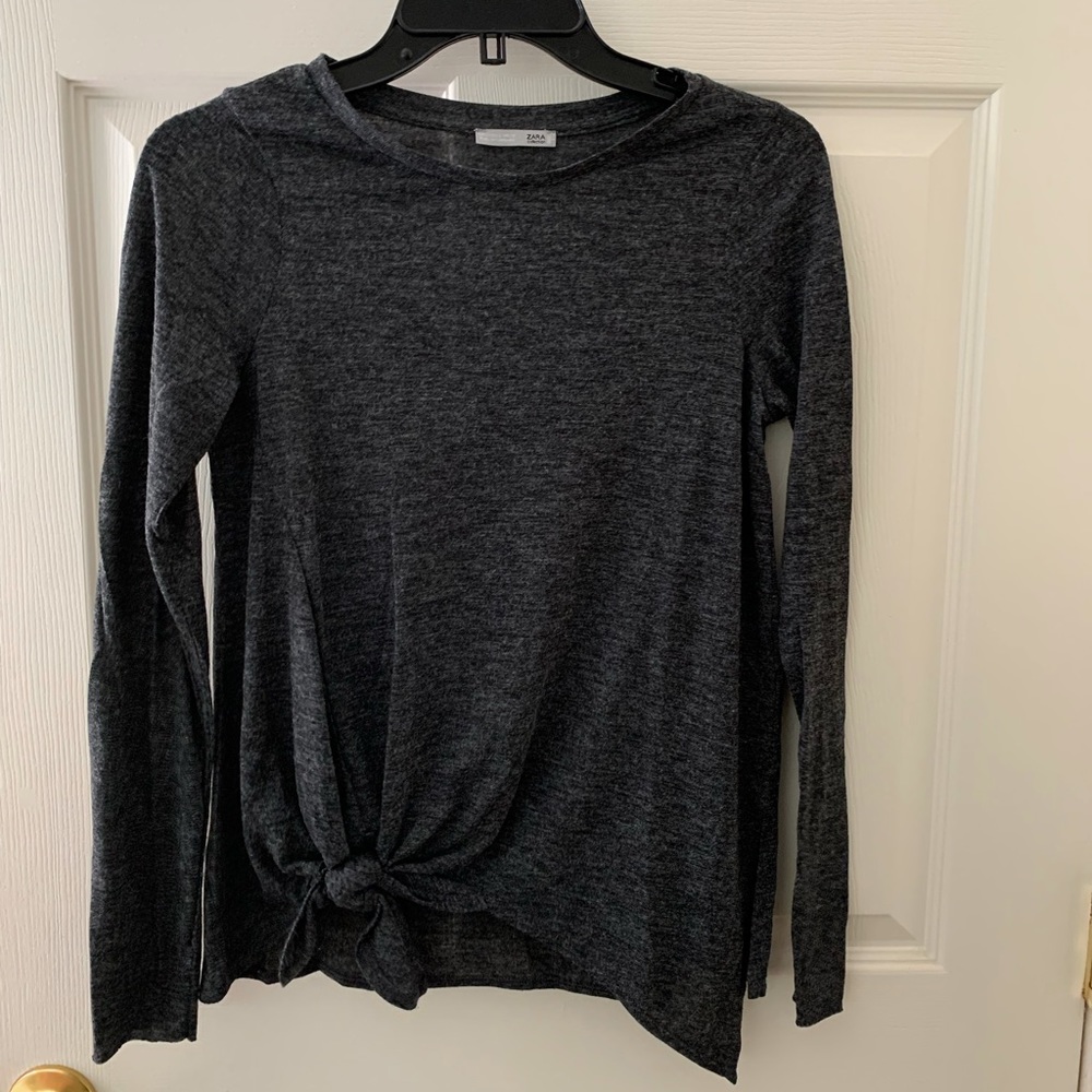 Zara Dark Gray Long Sleeve with Knotted Detail